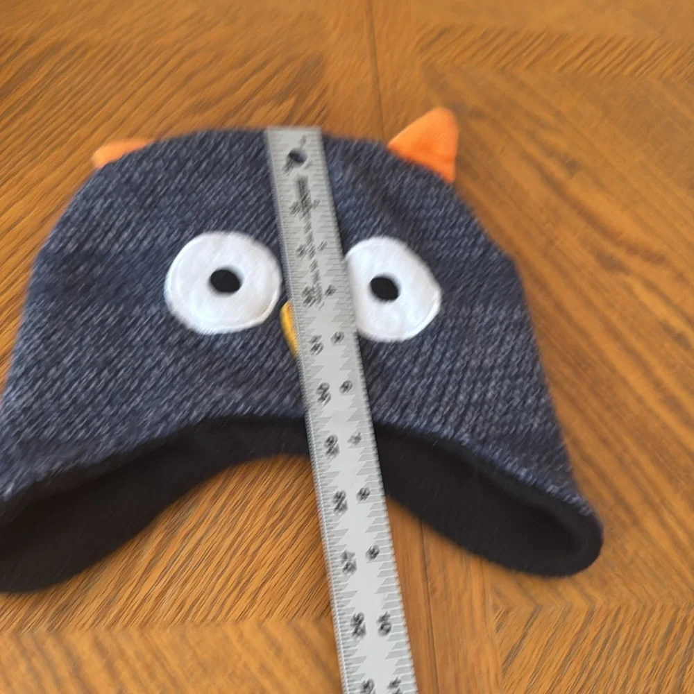 Kids Owl Beanie Hat - Blue and Orange
